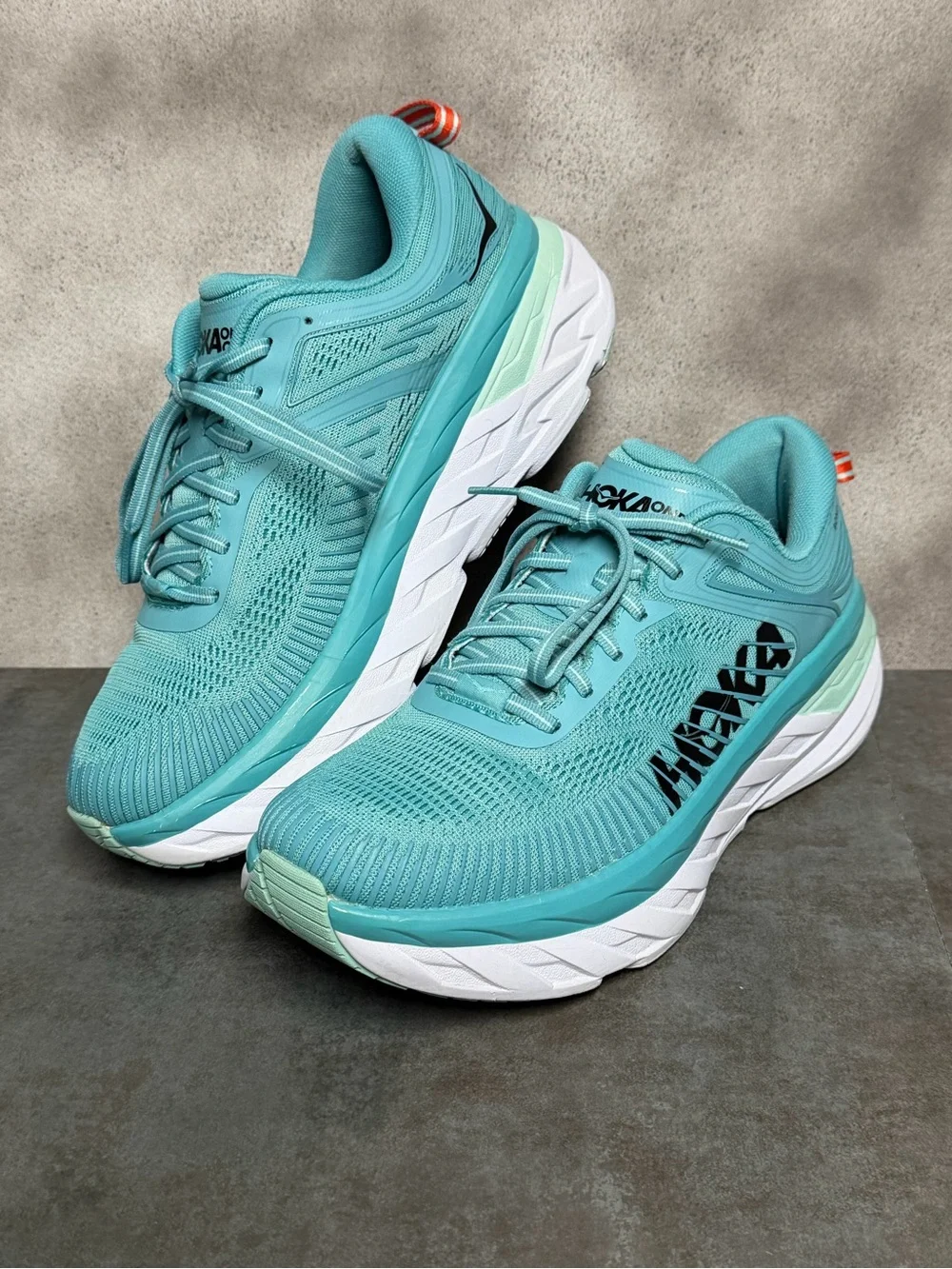 Hoka One One Bondi 7 Women’s Aqua Running Shoes Size 9.5